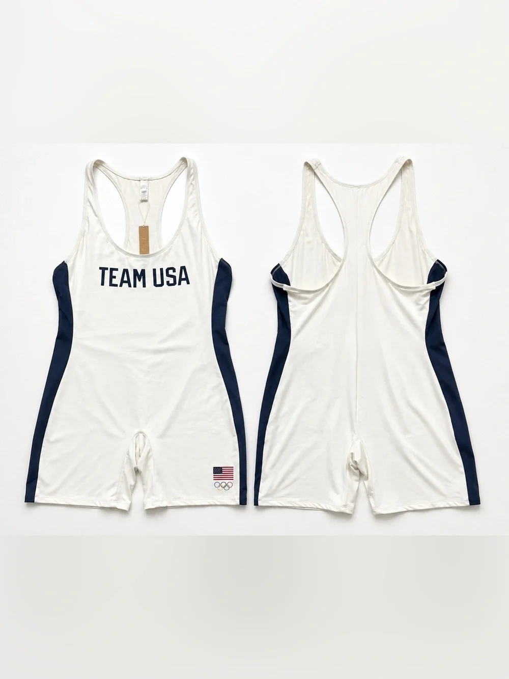 SKIMS Team USA Olympic Cycle Suit White Swim Romper 2X
